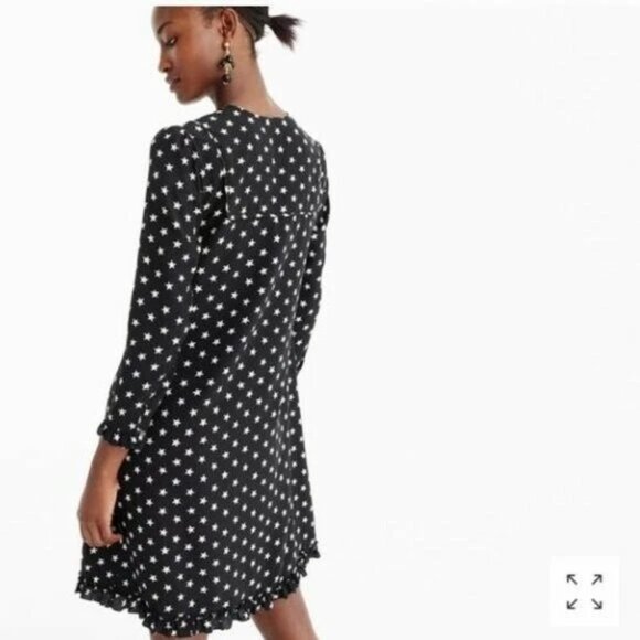 J.Crew Collection Star Print Casual Dress Silk Cocktail Long Sleeve H0085 SZ 8 M - Picture 3 of 15